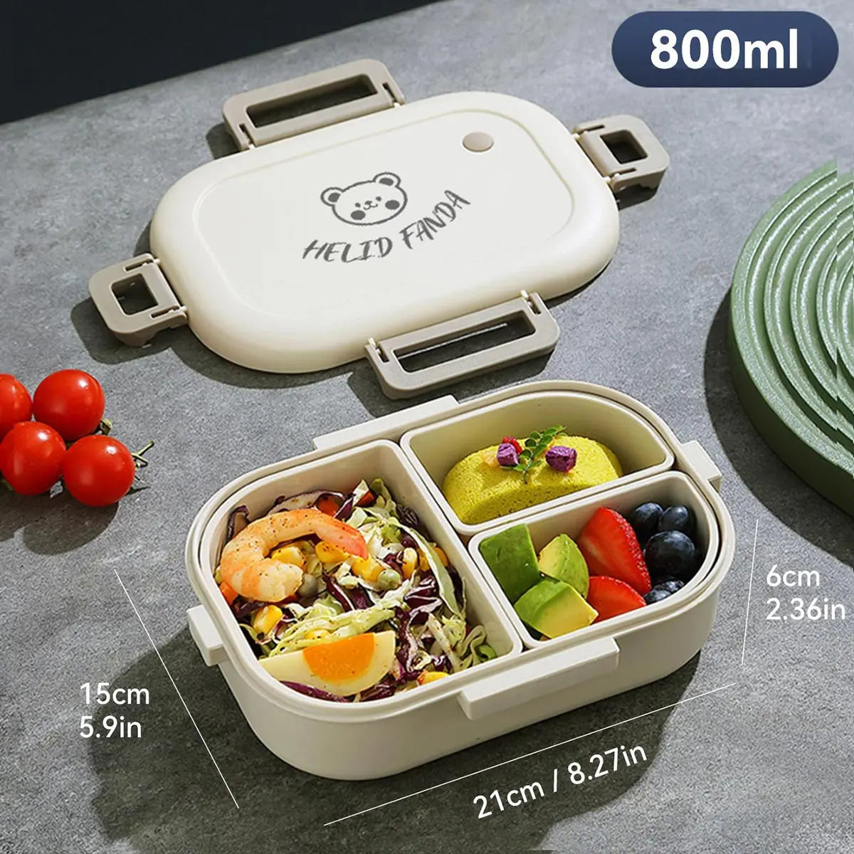 Marmita Bento Portátil – Design Antivazamento com 3 Compartimentos