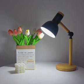 Luminária de Mesa Nórdica em Madeira | Luz de Mesa Moderna Ajustável