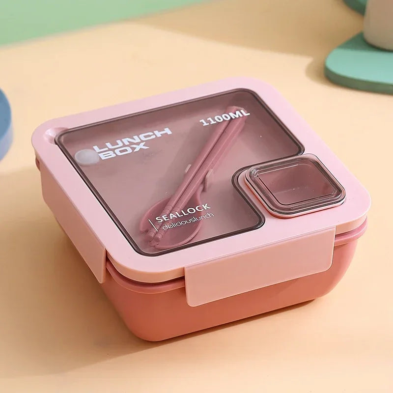 Lancheira BentoGo | Bento Portátil à Prova de Vazamentos com Talheres – Pode ir ao Micro-ondas e Lava-louças