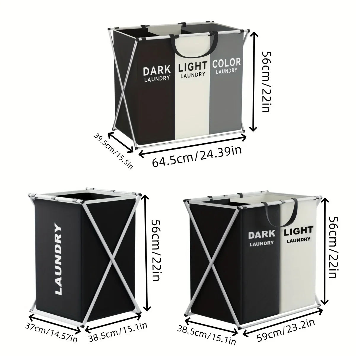 Multi-Section Laundry Hamper – Foldable Compartment Basket