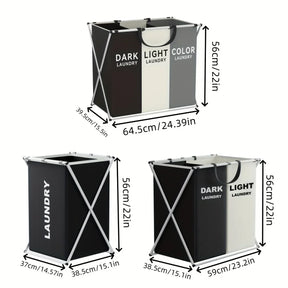 Multi-Section Laundry Hamper – Foldable Compartment Basket