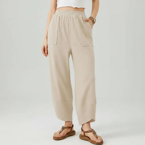 Calça Feminina Casual de Corte Reto e Caimento Solto Leve para o Verão
