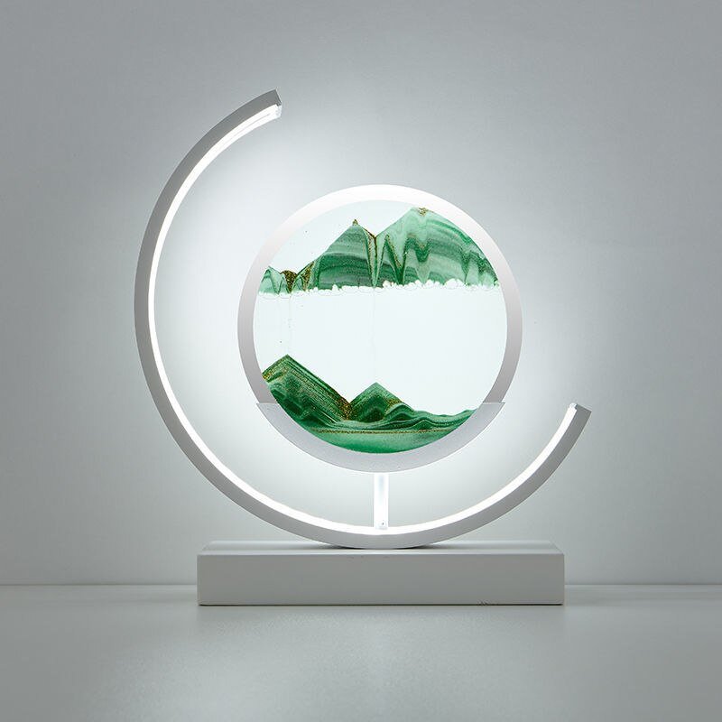 Quicksand Sand Art LED Table Lamp – Moving Sand Ambient Light – Green, White – product image 7