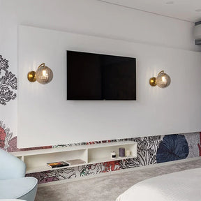 Modern Glass Ball Wall Lamp | Brass & Tinted Glass Design