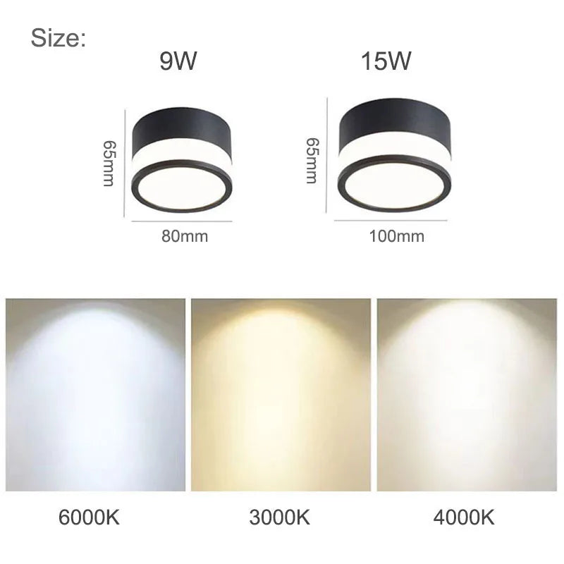 Spot LED de Sobrepor Nórdico | Luminária de Teto 9W / 15W