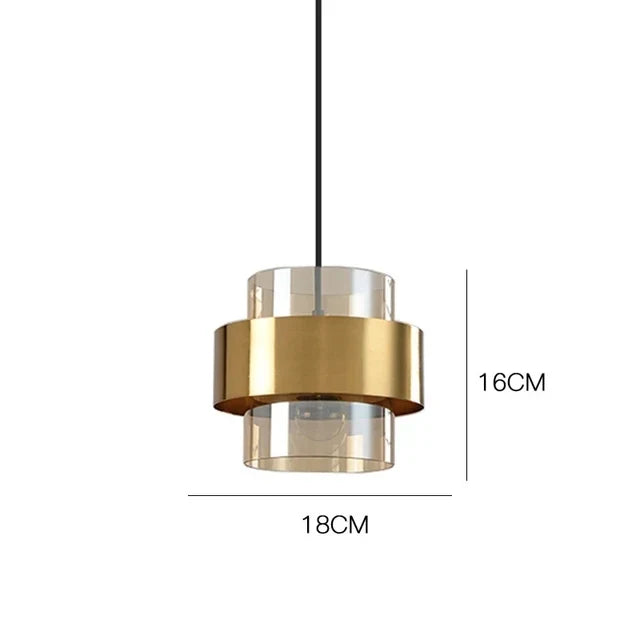 Luminária Pendente de Vidro Nórdica | Design Cilíndrico em Latão Moderno