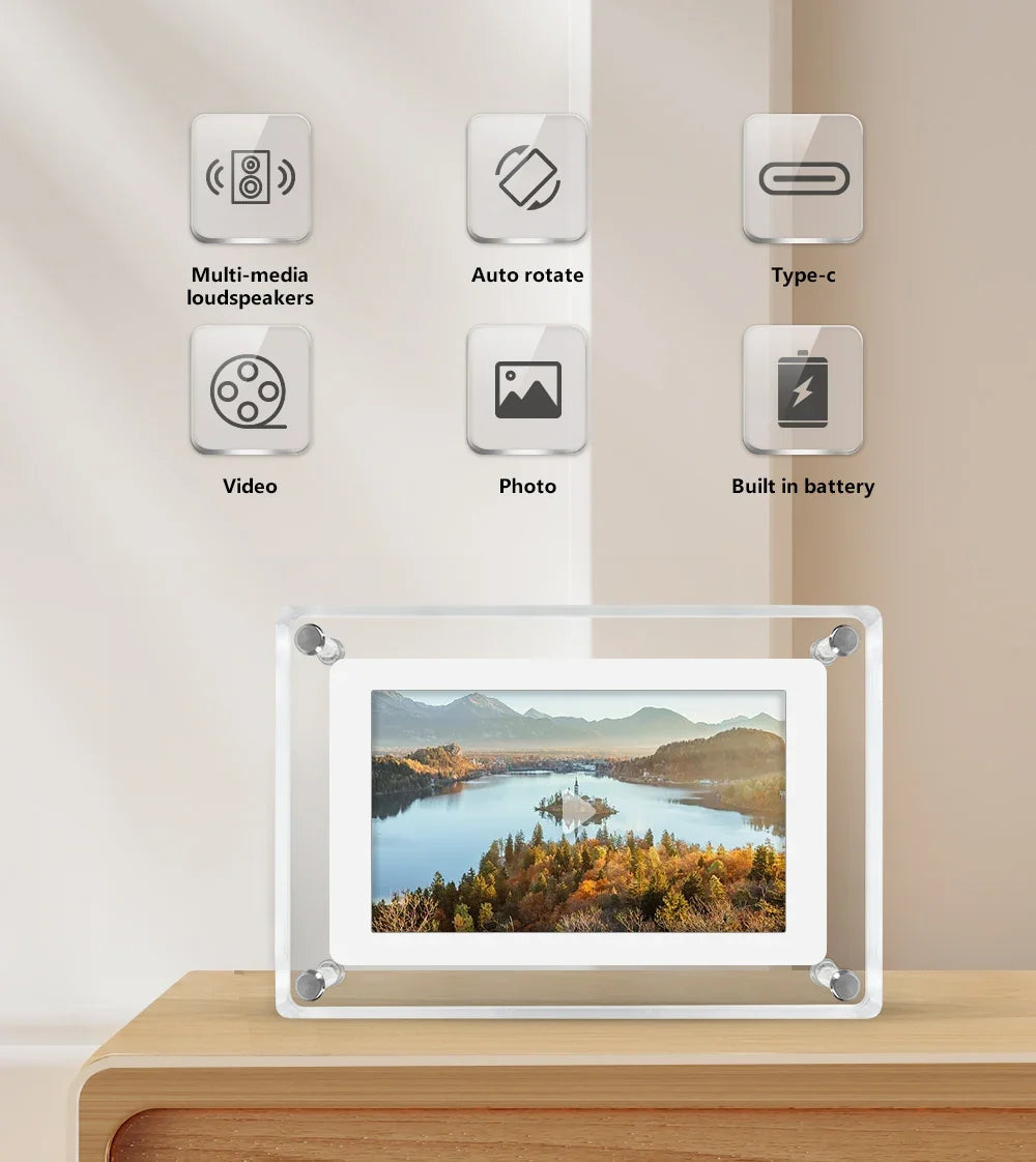 Acrylic Digital Photo Frame – Portable IPS Display – product image 9