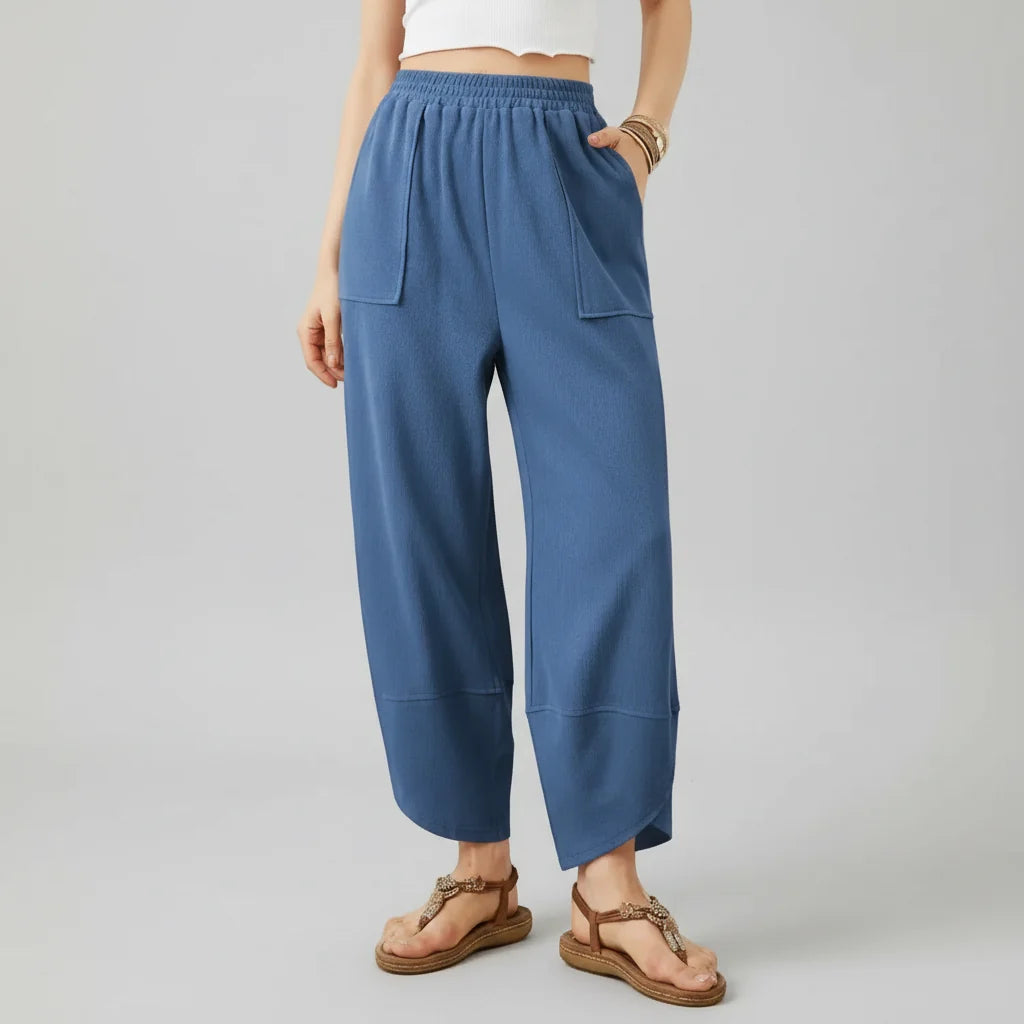 Calça Feminina Casual de Corte Reto e Caimento Solto Leve para o Verão