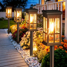 Solar Pathway Lantern Set of 2 – Filament Look & Auto On/Off