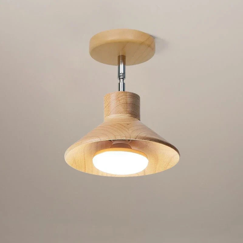Luminária de Teto NordicWood | Design em Cone de Madeira Natural