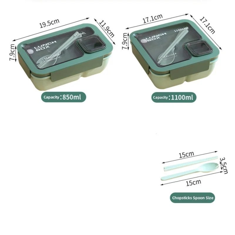 Lancheira BentoGo | Bento Portátil à Prova de Vazamentos com Talheres – Pode ir ao Micro-ondas e Lava-louças