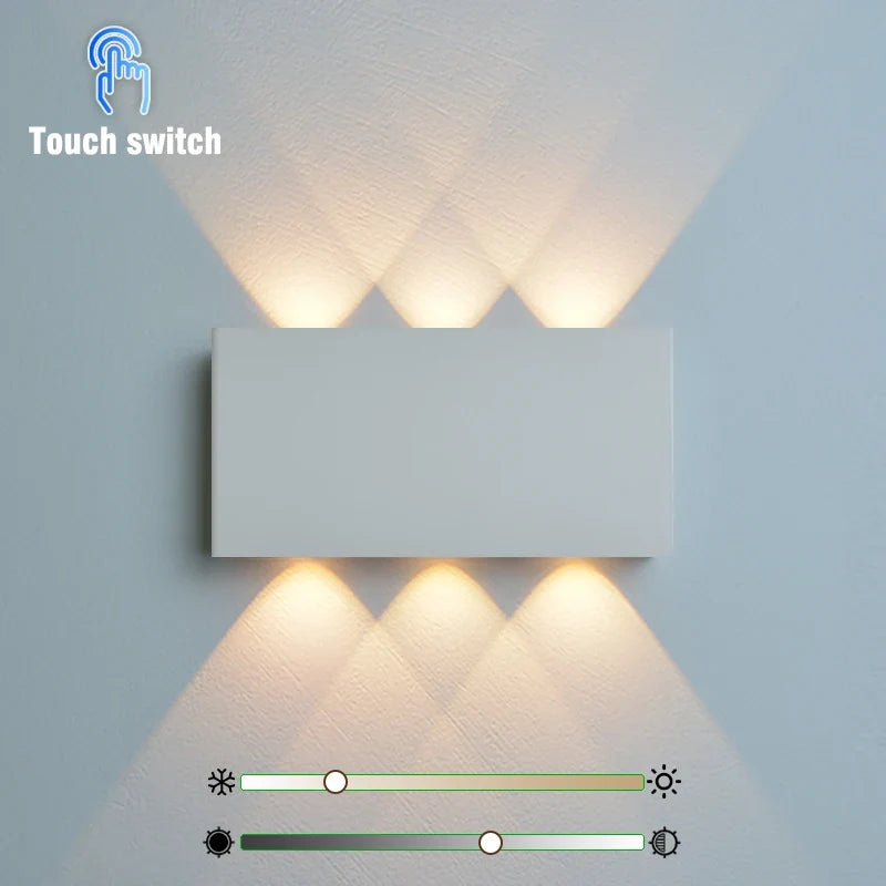 Luminária de Parede Recarregável LumiBlock | Design Minimalista com Efeito Madeira