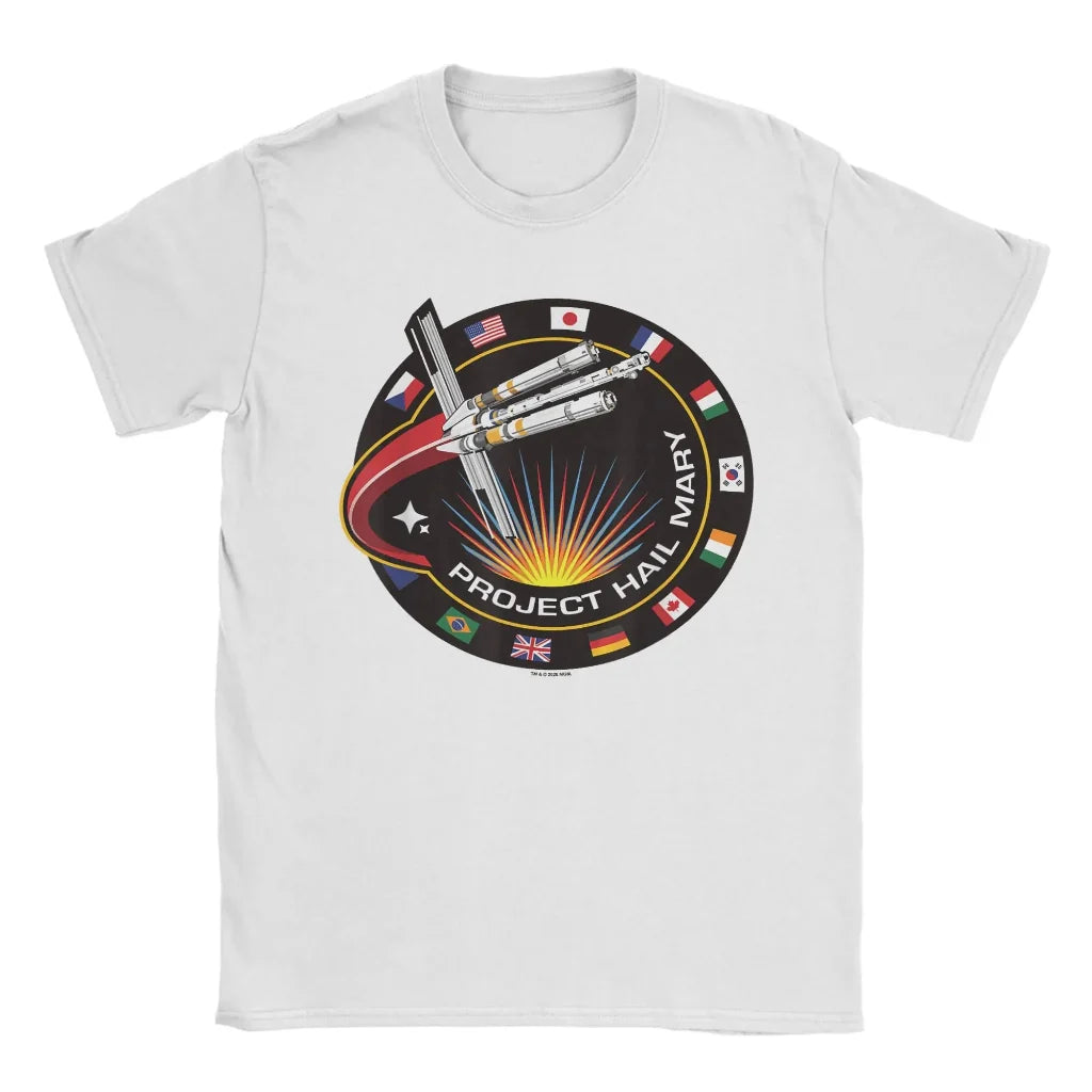 Camiseta com Estampa Divertida de Espaço Projeto Rocky Camiseta Casual
