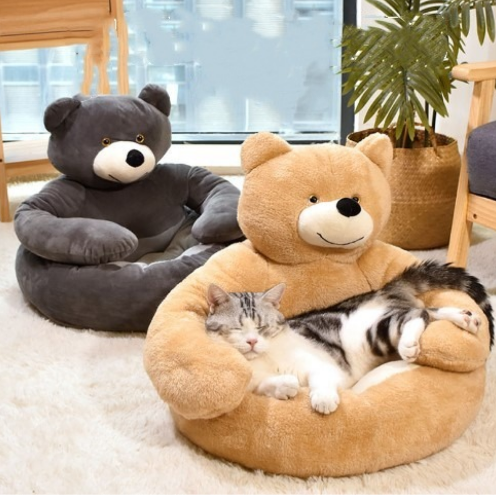 Cama de Pelúcia para Cães de Inverno em Formato de Urso