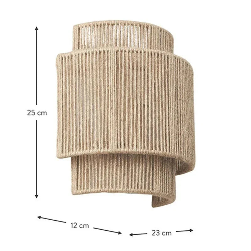 Arandela de Parede em Rattan Feita à Mão – Estilo Boho Natural
