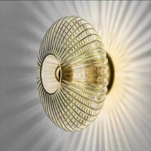 Nordic Vintage Glass Wall Sconce | Striped Round Disc Light