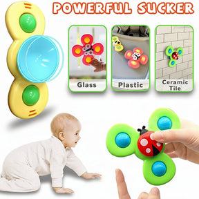 Brinquedo de Sucção Giratório para Bebês, Brinquedo Sensorial para Banho e Cadeira de Alimentação