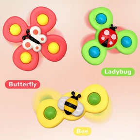 Brinquedo de Sucção Giratório para Bebês, Brinquedo Sensorial para Banho e Cadeira de Alimentação