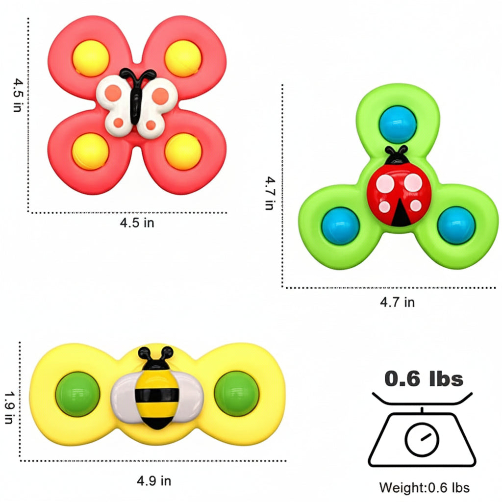 Brinquedo de Sucção Giratório para Bebês, Brinquedo Sensorial para Banho e Cadeira de Alimentação