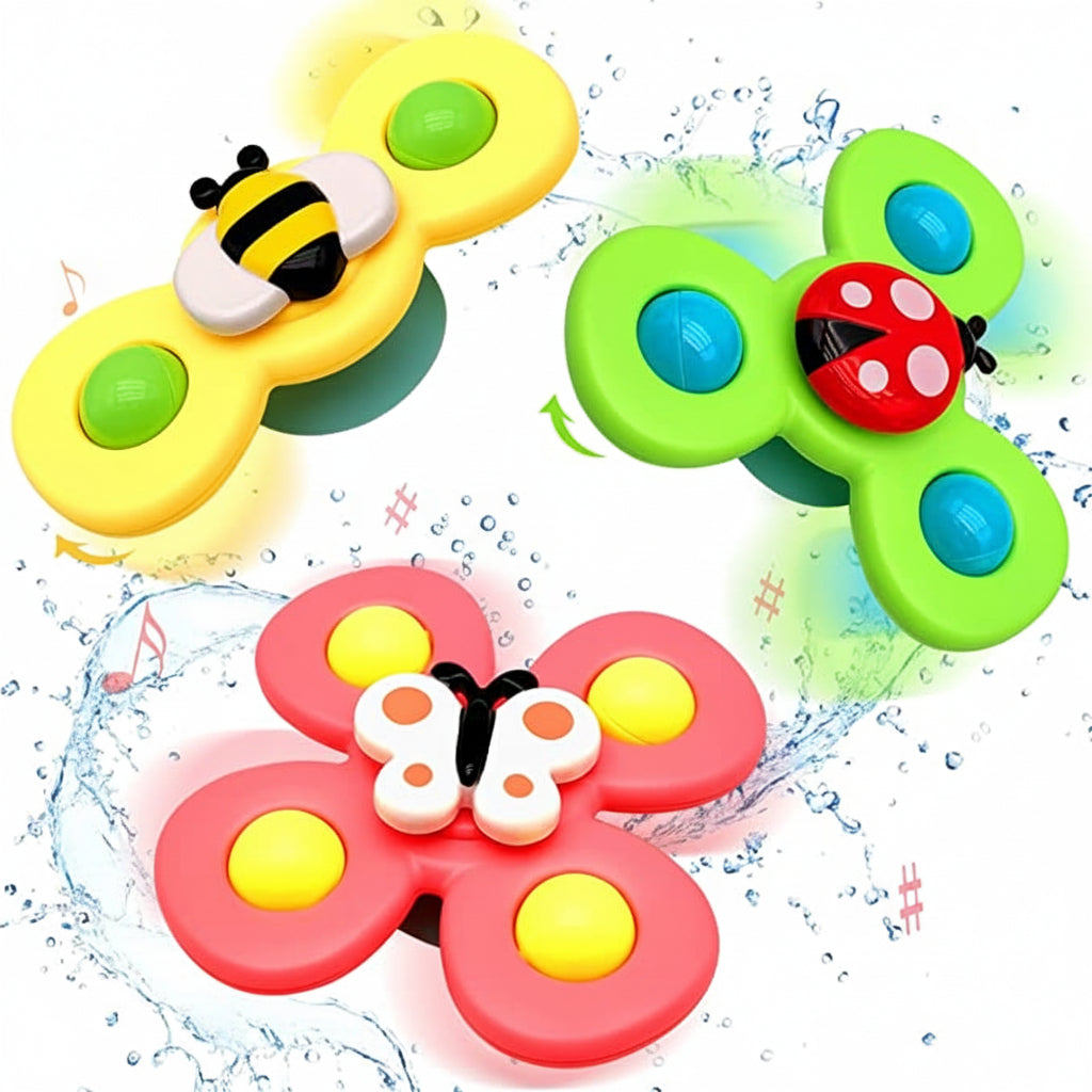 Brinquedo de Sucção Giratório para Bebês, Brinquedo Sensorial para Banho e Cadeira de Alimentação