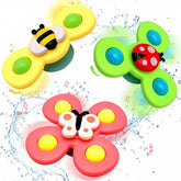 Brinquedo de Sucção Giratório para Bebês, Brinquedo Sensorial para Banho e Cadeira de Alimentação