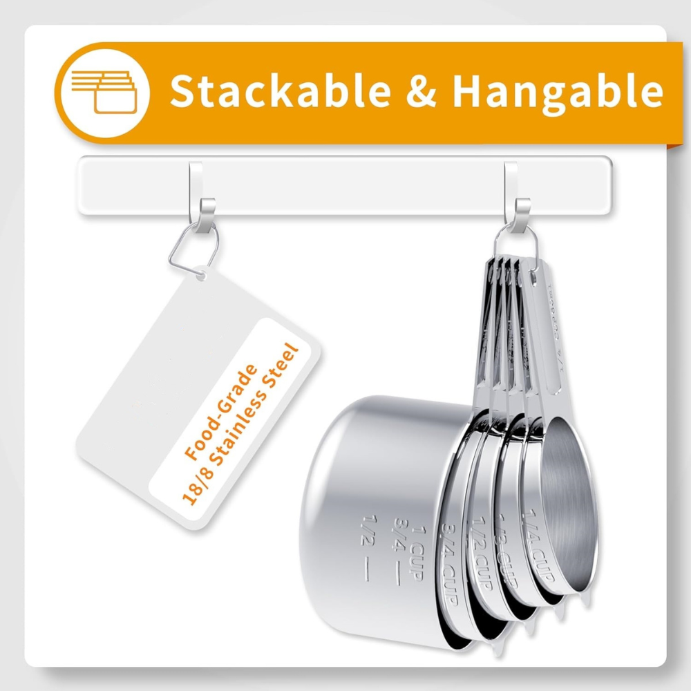 Measuring Cups Stainless Steel Set Spoons Baking Cooking