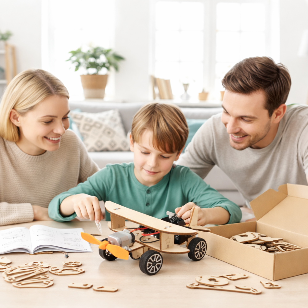 Brinquedo Educativo STEM Carrinho de Madeira para Montar DIY Infantil