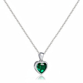 Silver Necklace Heart Pendant Sapphire Birthstone