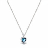 Silver Necklace Heart Pendant Sapphire Birthstone