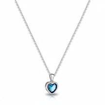 Silver Necklace Heart Pendant Sapphire Birthstone