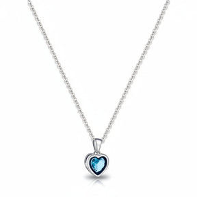 Silver Necklace Heart Pendant Sapphire Birthstone