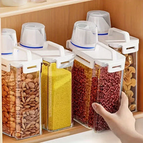 Recipiente Hermético para Armazenamento de Grãos | Dispenser de 2,5L para Arroz, Cereal e Farinha com Copo Medidor