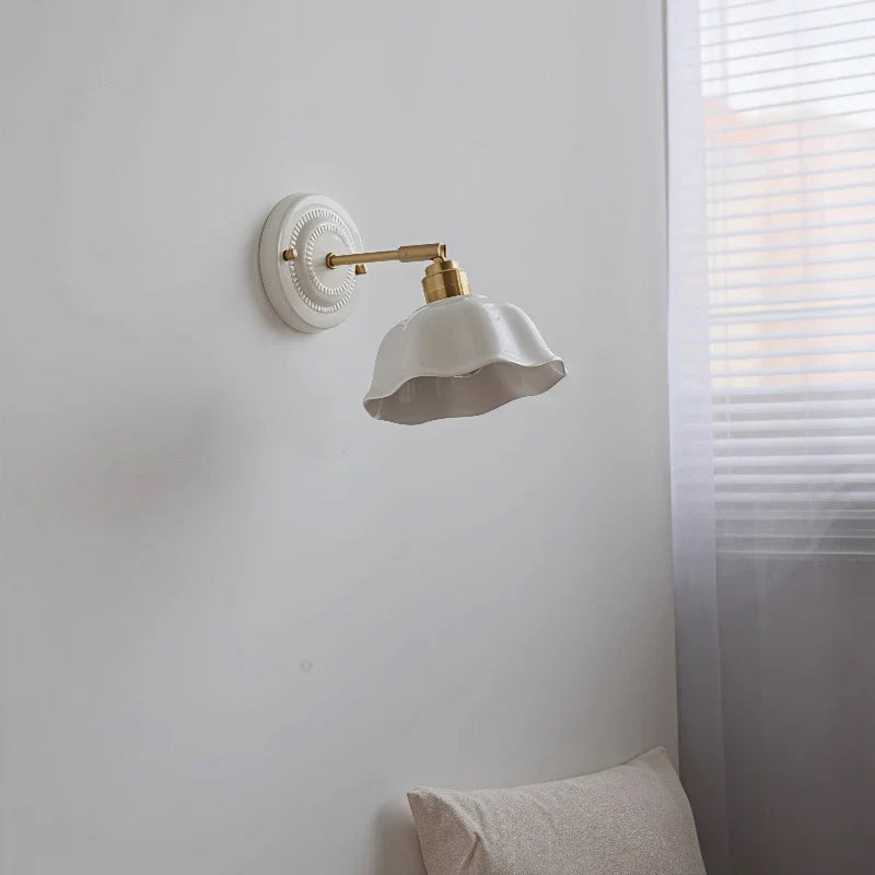 Nordic Cream Ceramic Wall Lamp | Vintage Elegance for Modern Homes