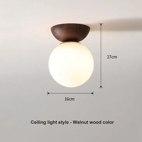 Lustre Pendente de Vidro Estilo Nórdico Moderno | Acabamento em Madeira