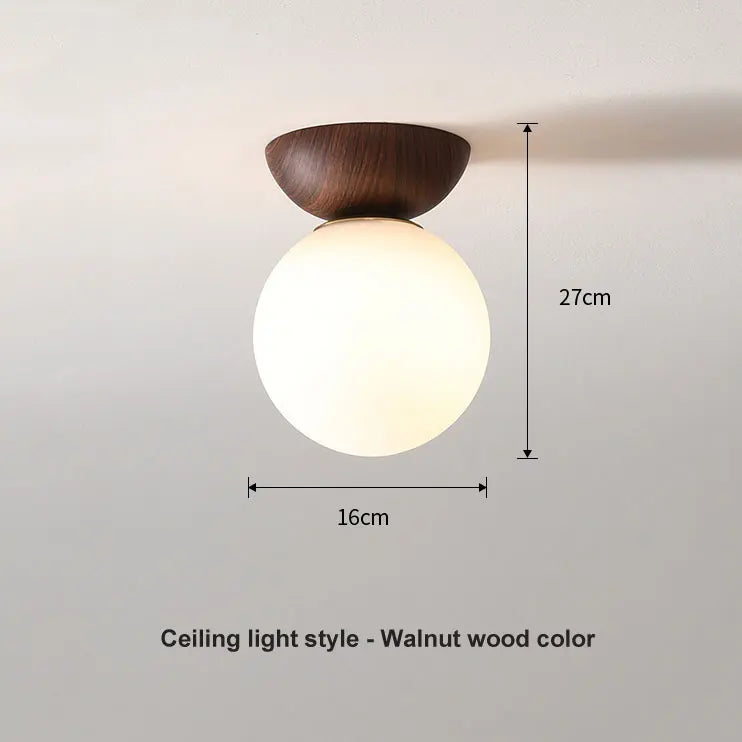 Lustre Pendente de Vidro Estilo Nórdico Moderno | Acabamento em Madeira