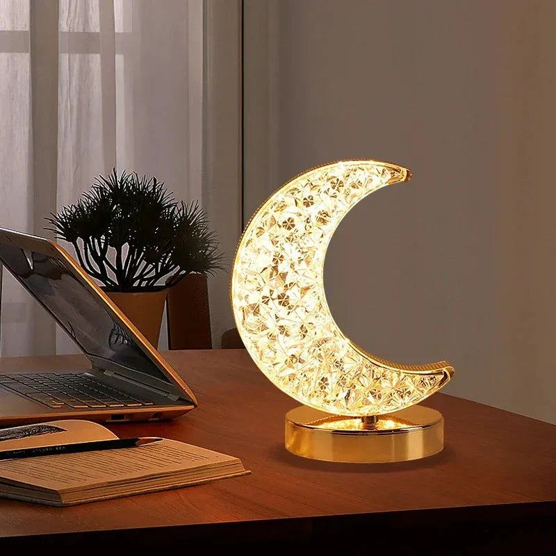 Luminária Noturna de Cristal LED 3D – Lâmpada Recarregável com Controle de Intensidade por Toque