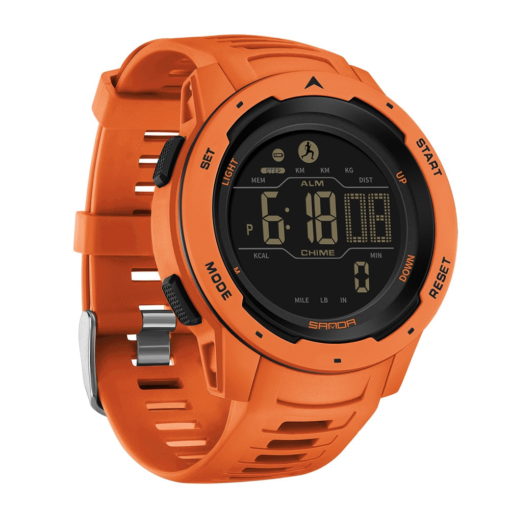 Military Pedometer Watch – Waterproof Digital Steps Distance & Outdoor