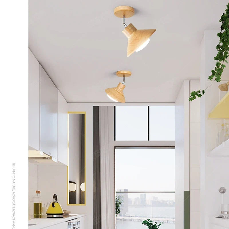 Luminária de Teto NordicWood | Design em Cone de Madeira Natural