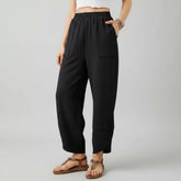 Calça Feminina Casual de Corte Reto e Caimento Solto Leve para o Verão