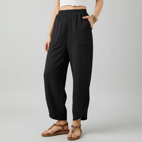 Calça Feminina Casual de Corte Reto e Caimento Solto Leve para o Verão