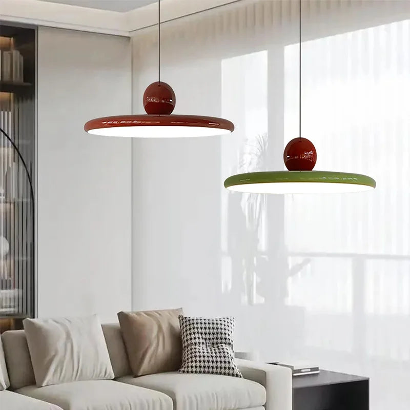 Luminária Pendente Disco Voador Nórdica | Lustre Estilo Cream LED