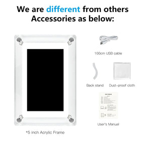 Acrylic Digital Photo Frame – Portable IPS Display with Built-in Battery