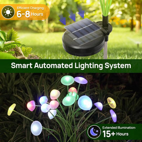 Conjunto de 2 Luminárias Solares de Cogumelo – 6 Cabeças Oscilantes e Decorativas