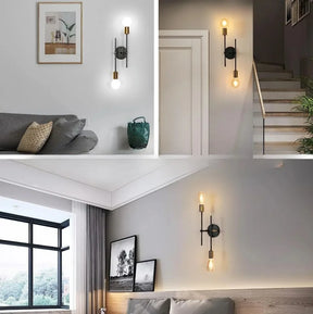 Modern 2-Light Ceiling Lamp | Black & Gold Flush Mount Chandelier