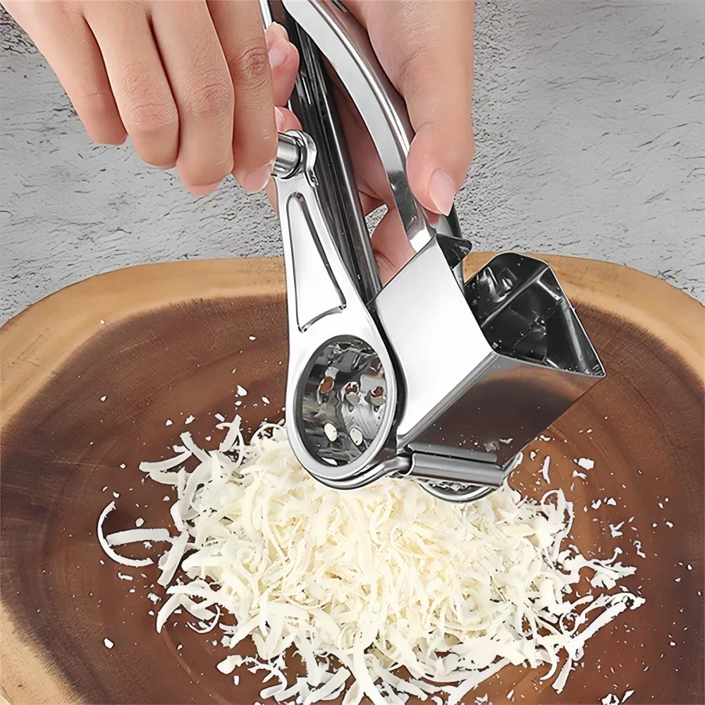 Ralador de Queijo Rotativo – Manivela de Aço Inoxidável e Triturador de Cozinha Fácil