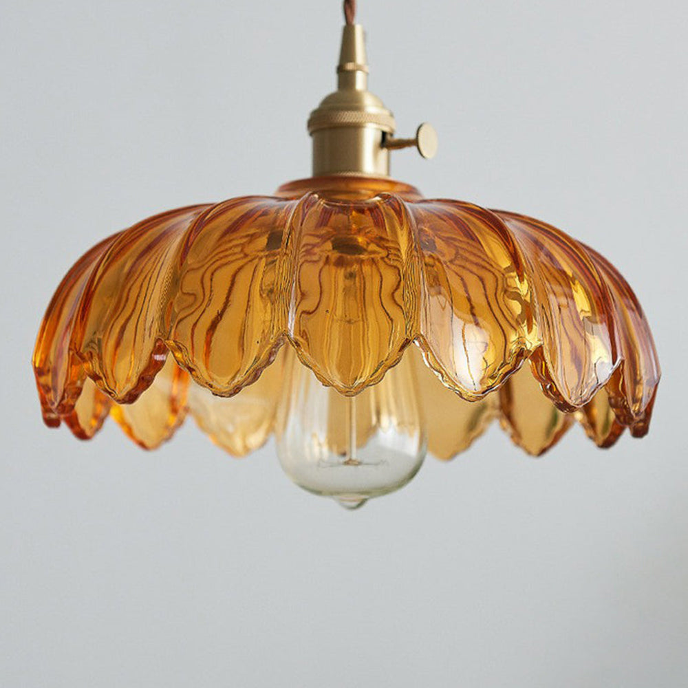 Luminária Pendente de Flores Vintage | Lustre de Vidro Colorido