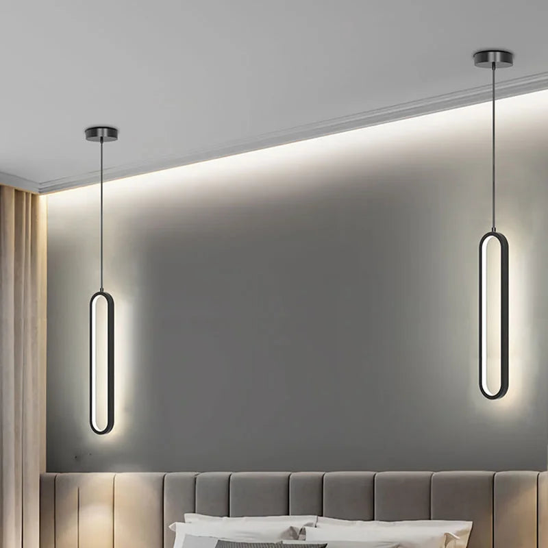 Luminária Pendente de LED Minimalista Moderna | Lâmpada Suspensa Dourada e Preta para Quartos, Salas de Jantar e Estar