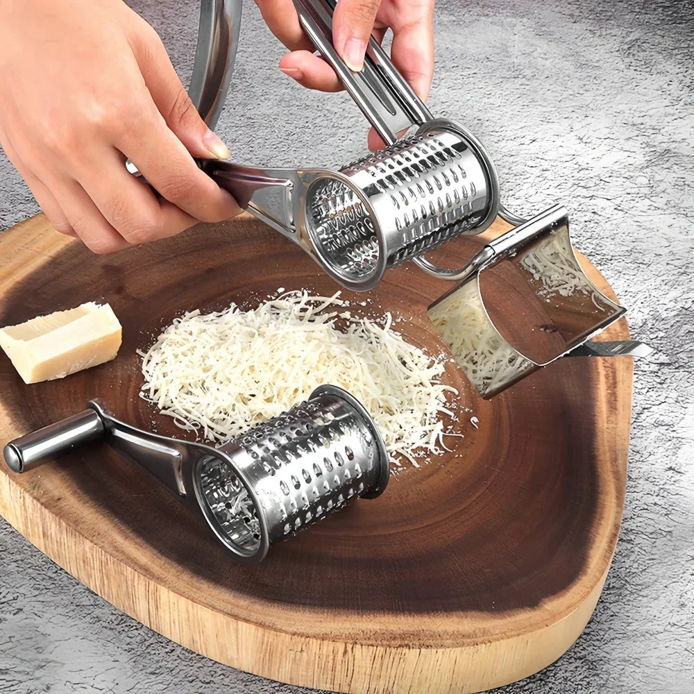 Ralador de Queijo Rotativo – Manivela de Aço Inoxidável e Triturador de Cozinha Fácil