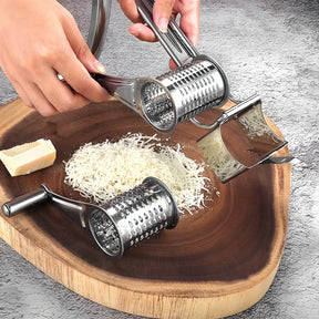 Ralador de Queijo Rotativo – Manivela de Aço Inoxidável e Triturador de Cozinha Fácil