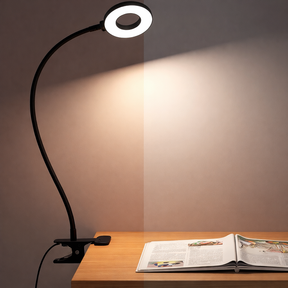 Luminária de Mesa com Clipe LED Flexível, Luz de Leitura com 3 Modos de Cor